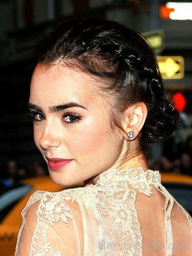 Lily Collins Prom Updo Hairstyle
