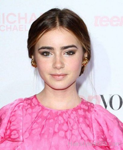 Lily Collins Simple Updo Hairstyle