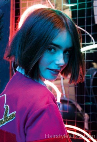 Lily Collins Straight Bob