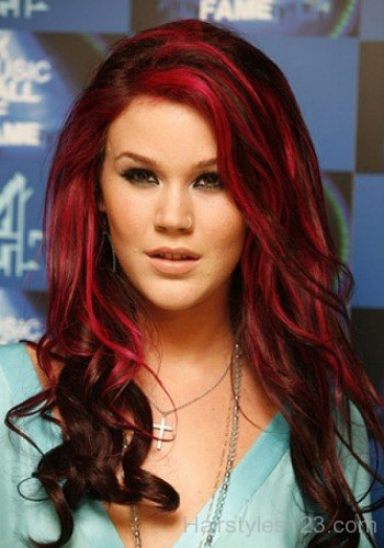 Long Red Highlights Hairstyle