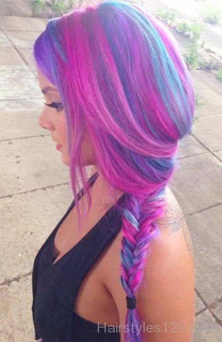 Pink & Blue Braid Hairstyle