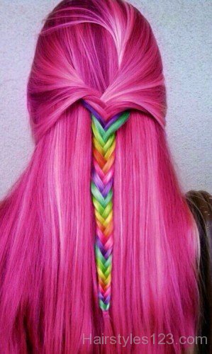 Pink Braided Hairstyle