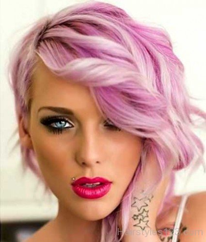 Pink Wavy Haircut