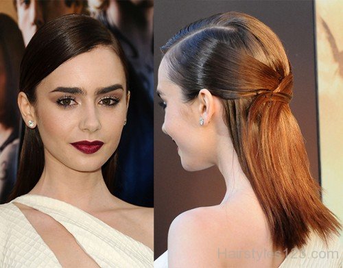 Pinned Hairstyle Of Lily Collins