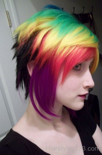 Rainbow Colored Short Haistyle