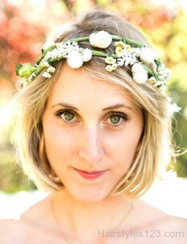 Short Hairstyle With Flowers