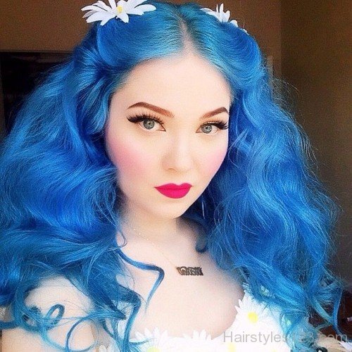 Wavy Blue Hairstyle