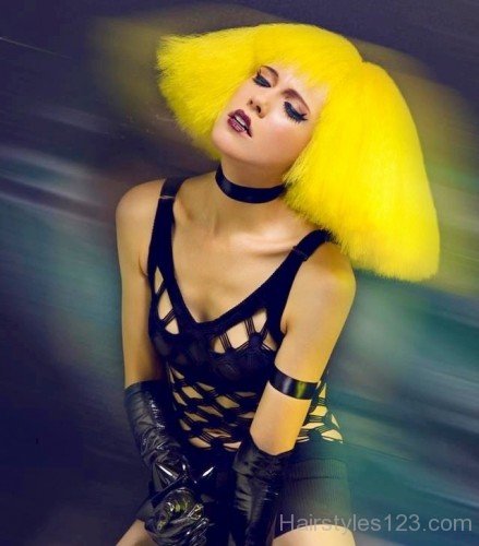 Yellow Colored Bob Hairstyle