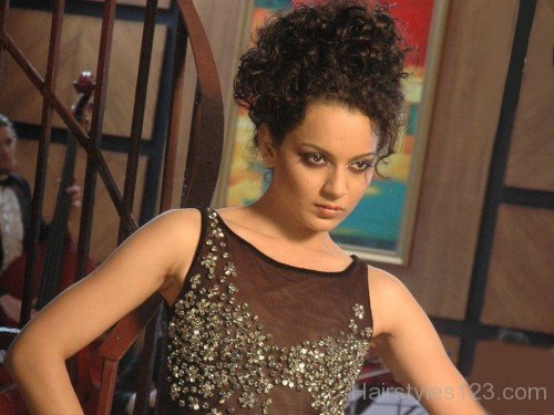 Kangana Ranaut Curly Prom Updo