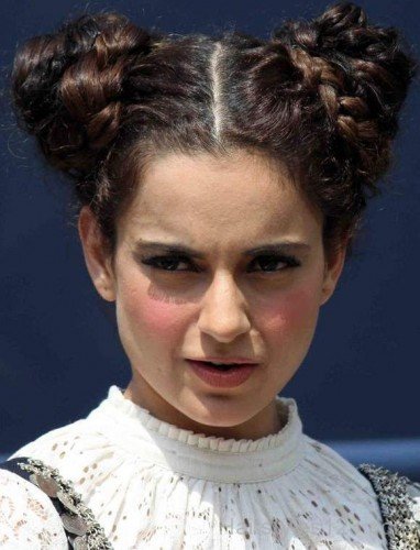 Kangana Ranaut Double Braided Side buns