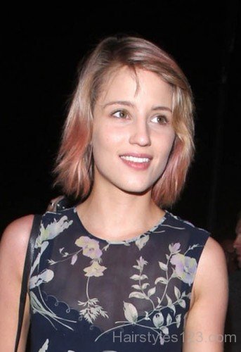 Dianna Agron Short Hair with Pink Highlights