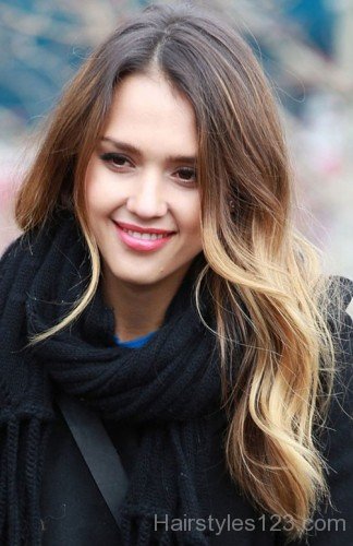 Jessica Alba Long Ombre Hair