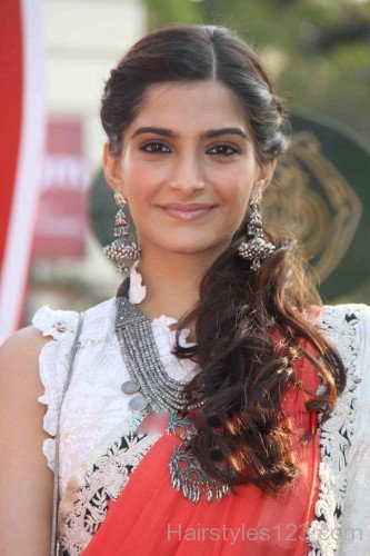 Sonam Kapoor Side Ponytail