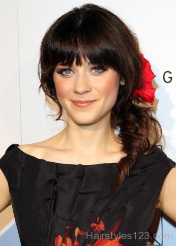 Braided Hairstyle Of Zooey Deschanel