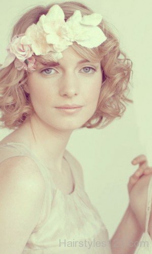 Curly Bob Wedding Hairstyle