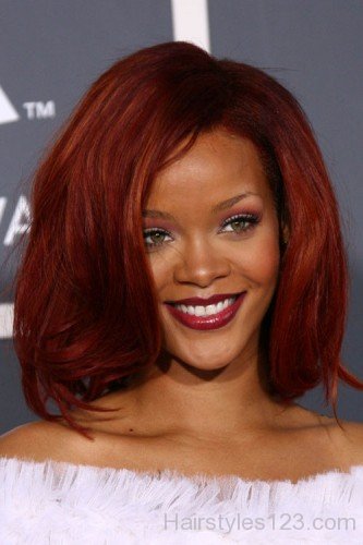 Rihanna Burgundy Hair
