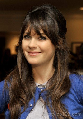 Zooey Deschanel Half Up Hair