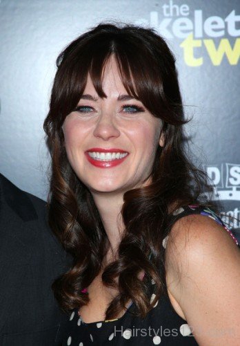 Zooey Deschanel Half Up Half Down Hairstyle