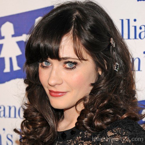 Zooey Deschanel Medium Curly Hairstyle