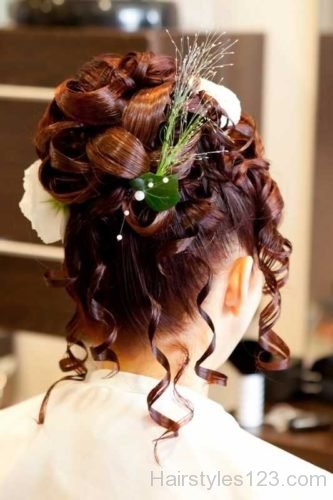 Beautiful curly hair updo