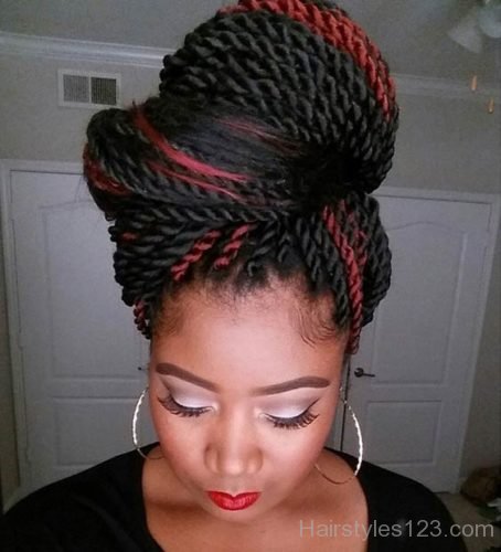 Black & Red High Bun