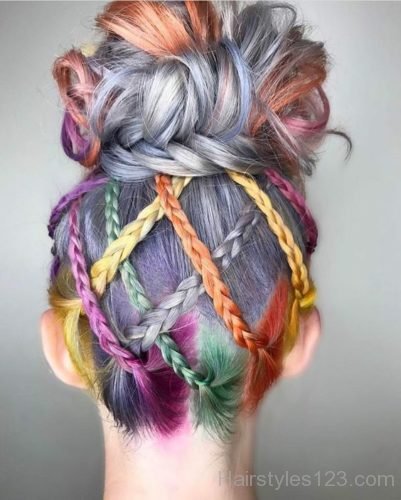 Colorful braided bun