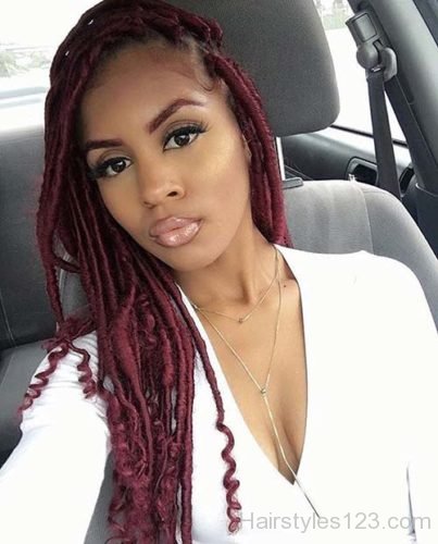 Dark Red Faux Locs