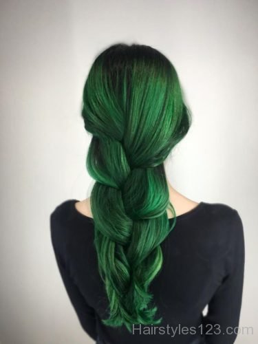 Deep green long hair