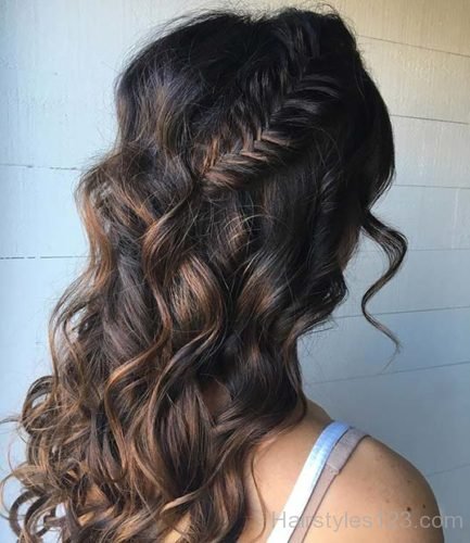 Fishtail Braid and Loose Curls