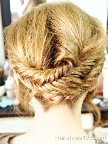 Golden color braided hairstyle