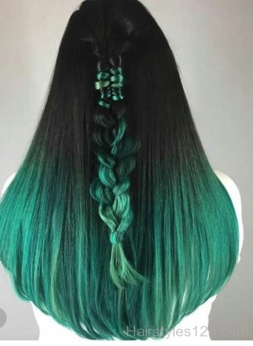 Green straight hair