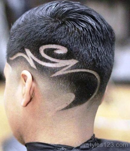 Hair Tattoo Side Part Of Man