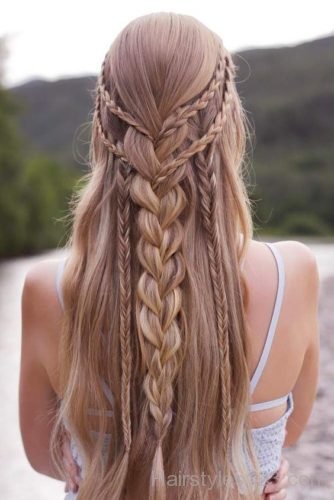 Half-Up Half-Down Prom Braided Hairstyle