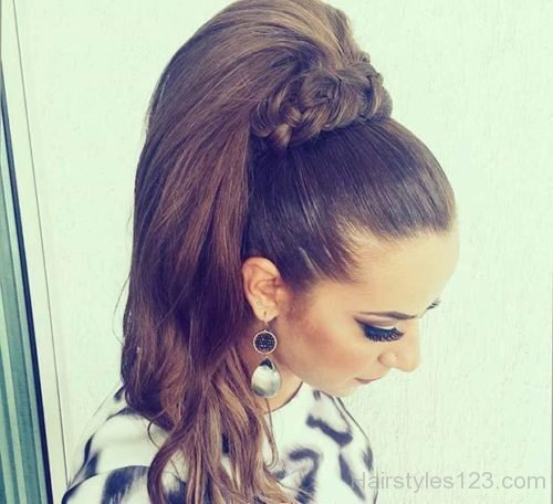 High Ponytail with Braided Wrap