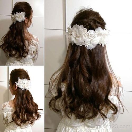 Party Hairstyle with White Headpiece