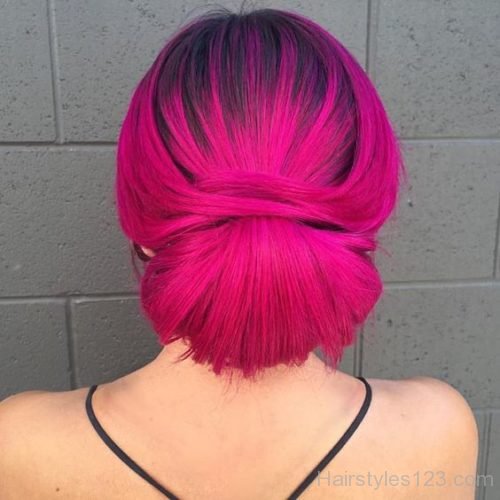 Pink color updo