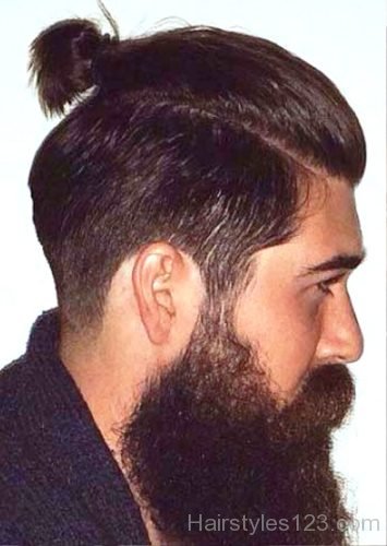 Ponytail Hairstyle With Beard