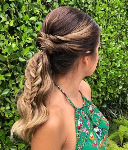 Ponytail with Fishtail Braid