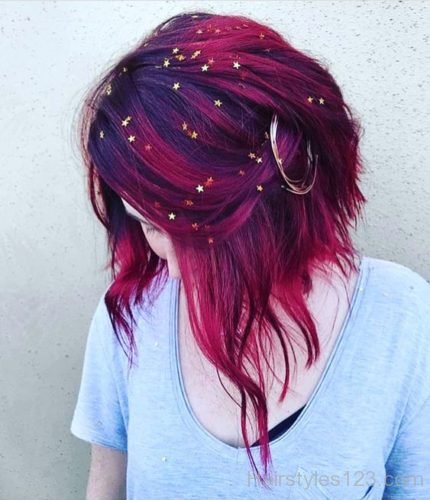 Purple medium hair