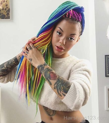 Rainbow color Box Braids