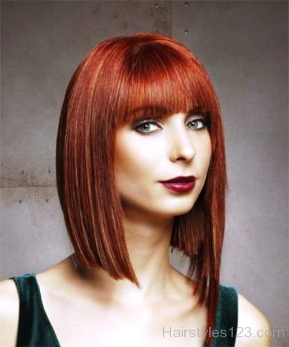 Red Asymmetrical Hair