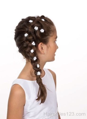 Side Braid with little flowers