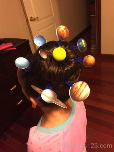 Solar system themed crazy hair
