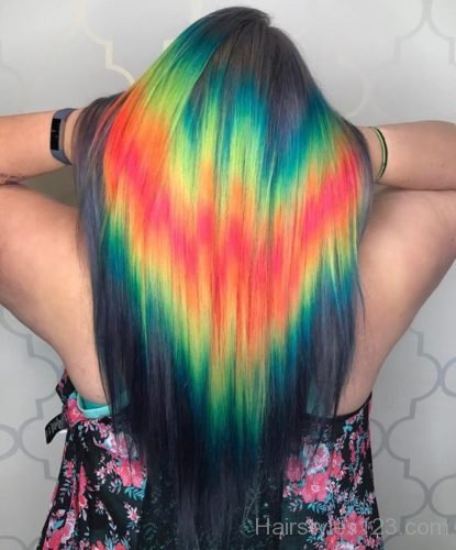 Straight rainbow hair
