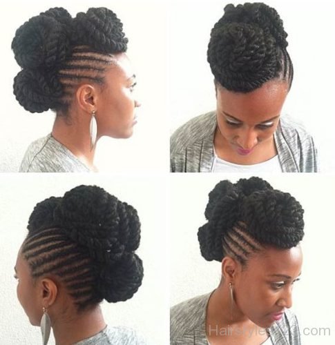 Twists and Cornrows Faux Hawk