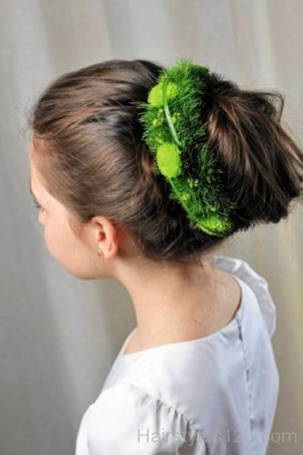 Updo with green band