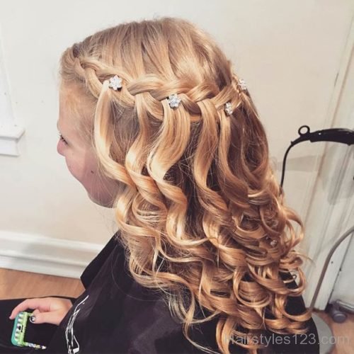 Waterfall Braid with Curls